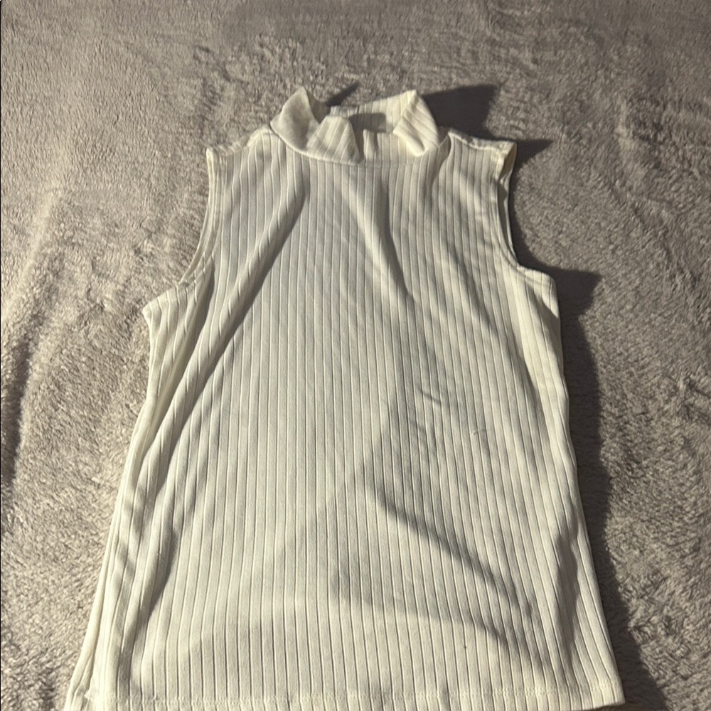 One Step Ahead White Ribbed Sleeveless Top